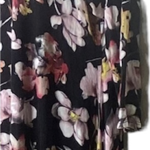 Meri Skye Asymmetrical Knit Top 1X Black Pink Scoop Neck 3/4 Sleeves Made In USA - Picture 7 of 11